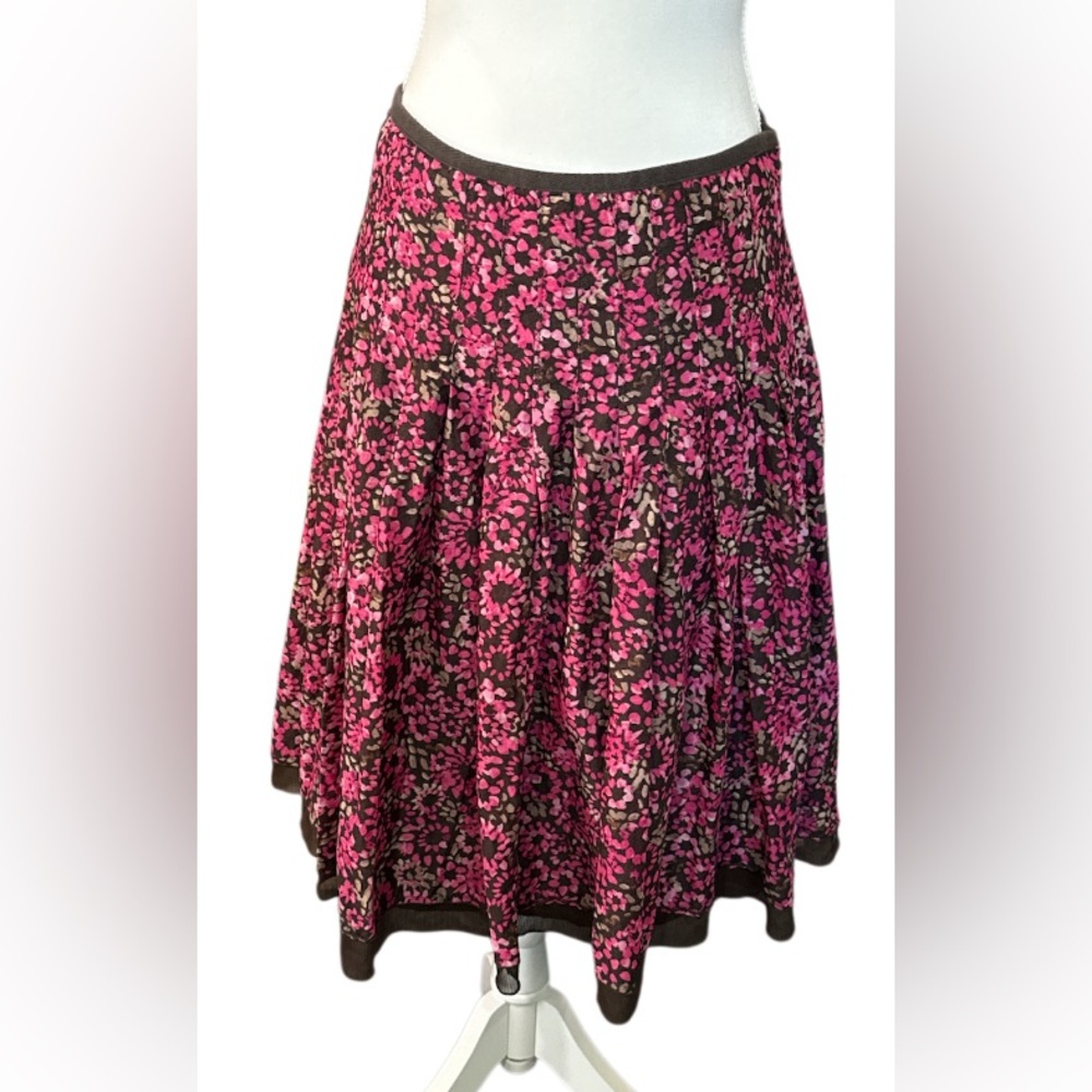 Christopher & Banks Pink and Black A-Line Tiered Skirt